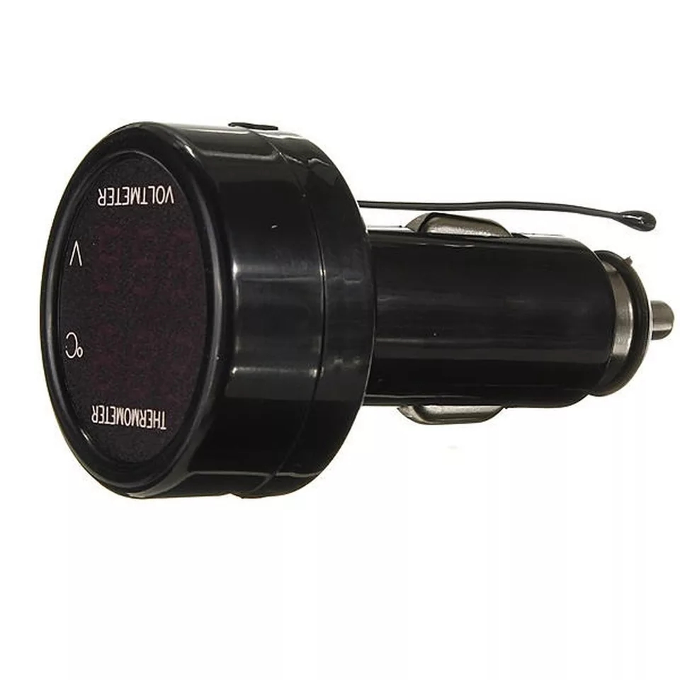 Digital Voltmeter Thermometer, for car, red green display